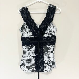 Moa Moa Floral and Lace Camisole Tank Size L